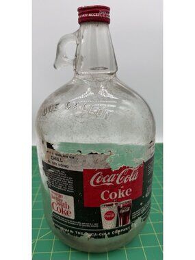 Vtg Coca Cola Coke One Gallon Syrup Glass Jug Bottle 1960’s with Cap READ!